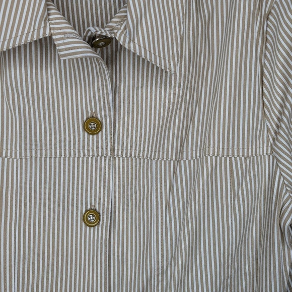 NWT ALIA Tan Beige Cream  Stiped Button Down Collared Jacket Women 16 Plus Size - Picture 6 of 10